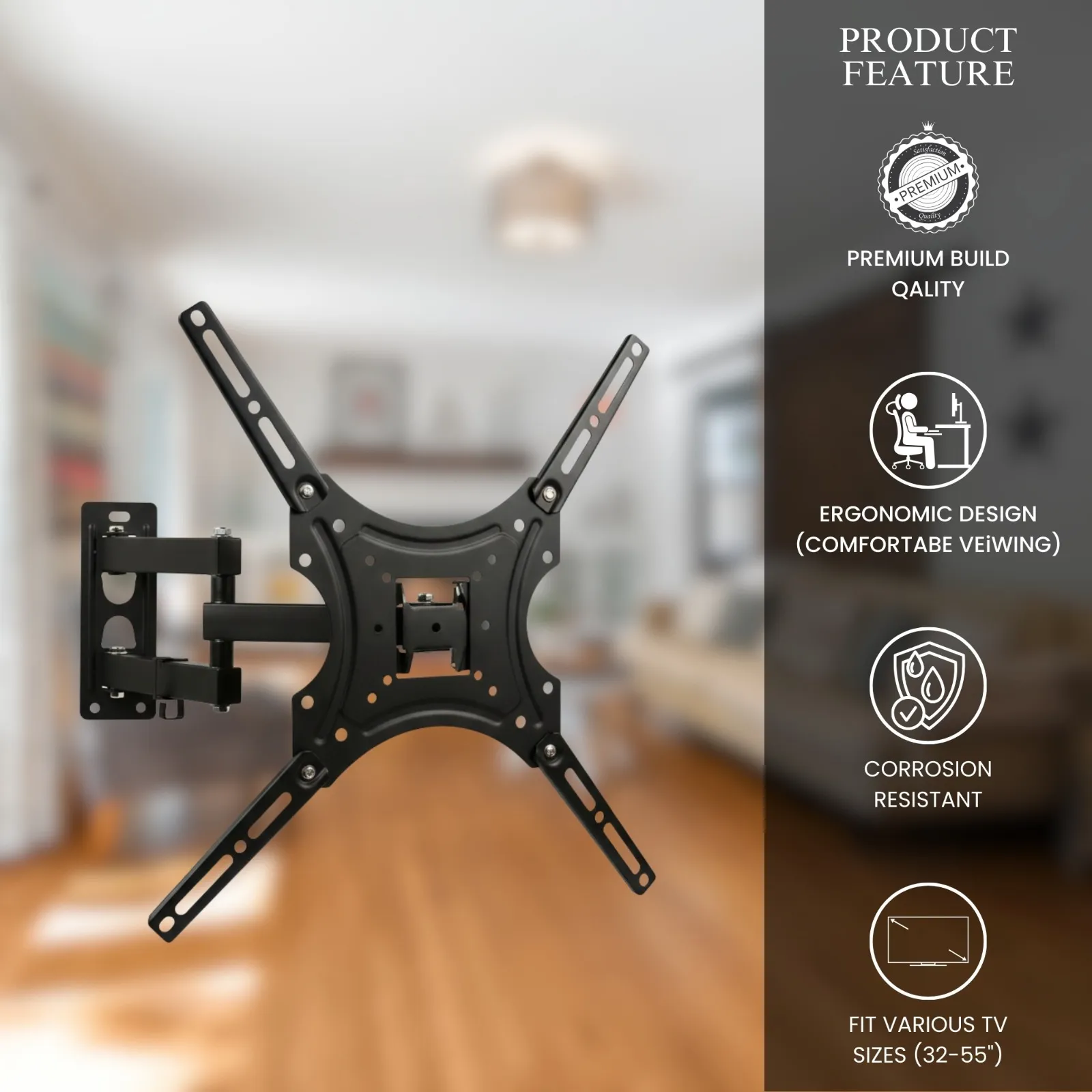 Wall Mount Kit 32" To 55" | Moveable and Adjustable view 4